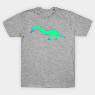 Longneck dinosaur with bisexual pride flag T-Shirt